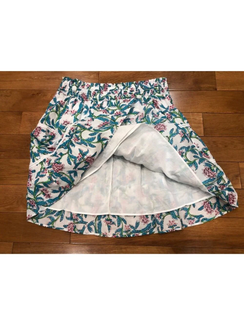 J.Crew Factory BR644 Floral Smocked Tiered Mini Skirt 100% Cotton Lined Size M
